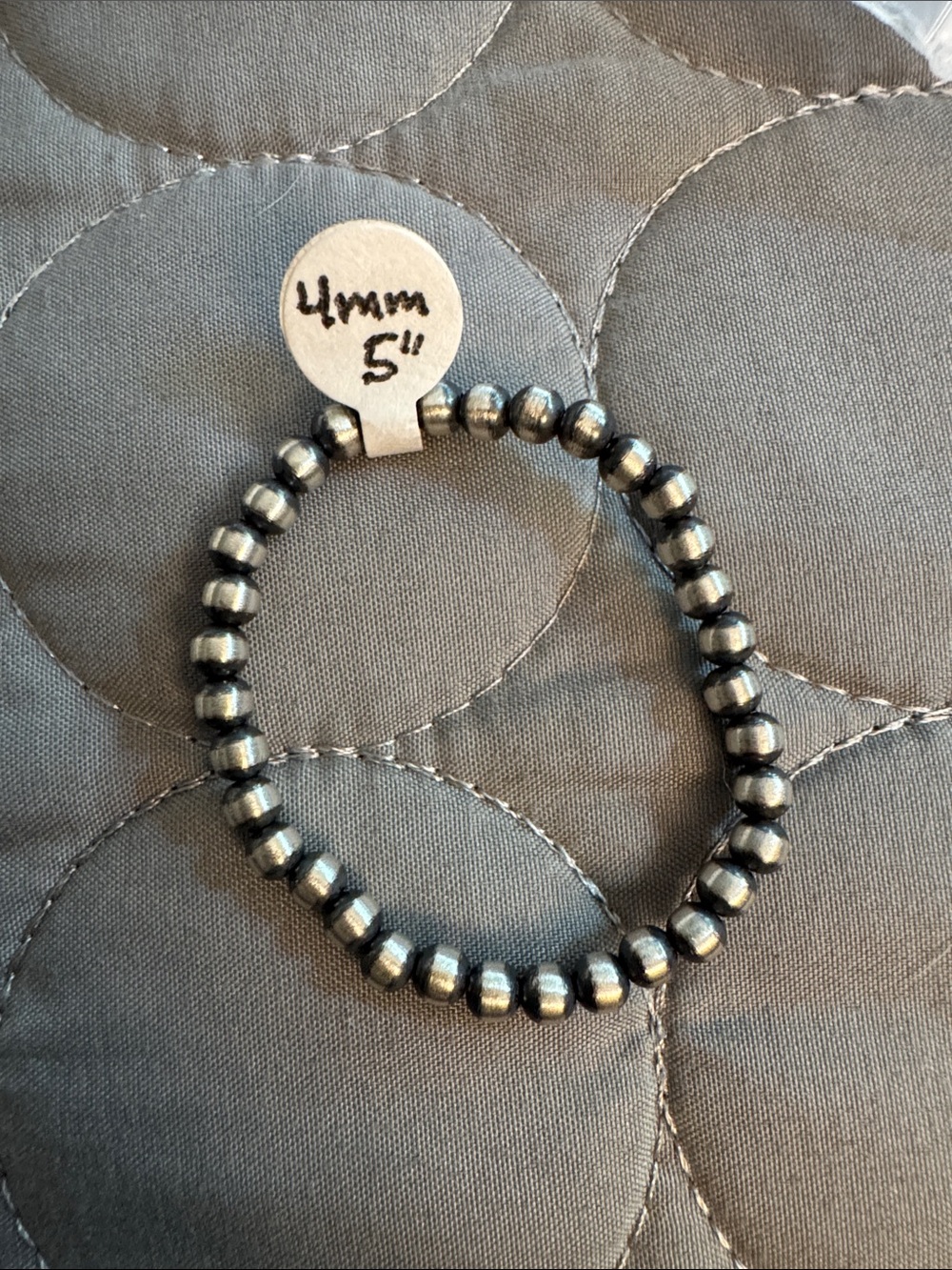 Native made 925 Silver pearls Beaded Stretch Bracelet - Women's Accessories